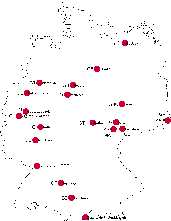 Ansicht Kfz-Kennzeichen Deutschlands mit G