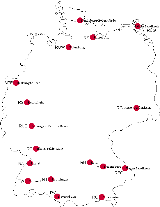 Ansicht Kfz-Kennzeichen Deutschlands mit R