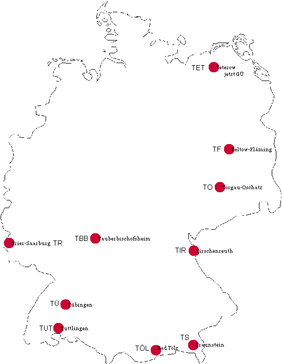 Ansicht Kfz-Kennzeichen Deutschlands mit T