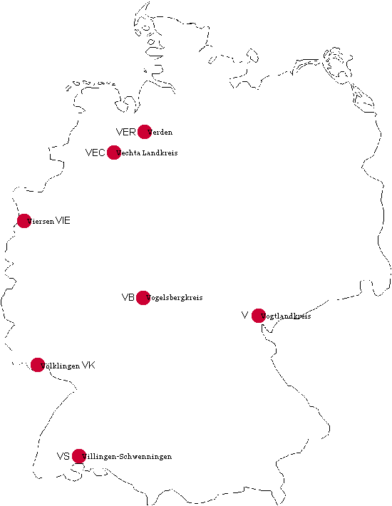 Ansicht Kfz-Kennzeichen Deutschlands mit V